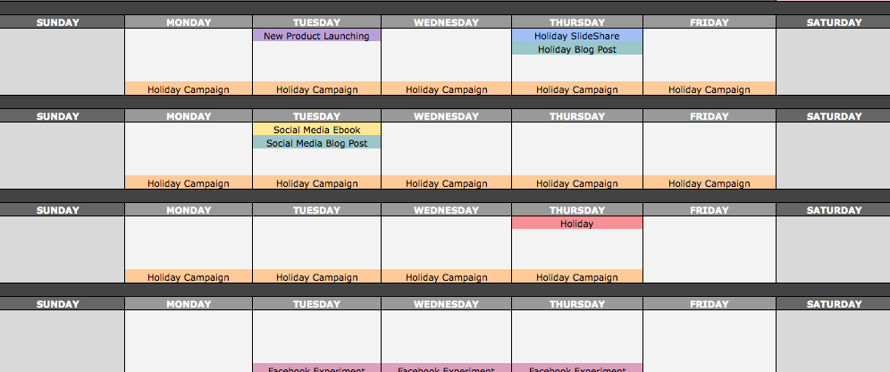 Content Strategy & Research I will create a content calendar with promotions and holiday i